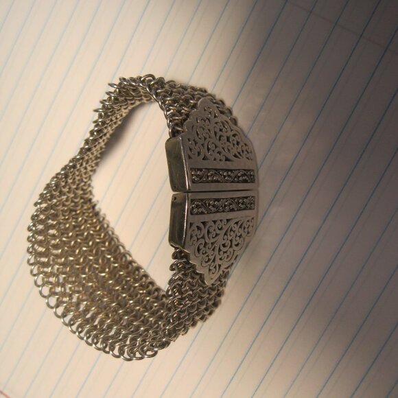 Lois Hill bracelet sterling chainmail bracelet with stainless steel snap closure - Picture 4 of 9